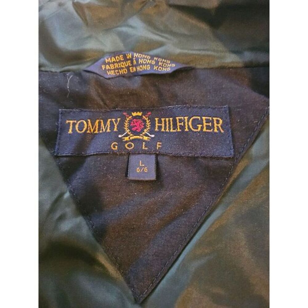 Vintage Tommy Hilfiger Men's Quilted Golf Vest Jacket Size Large,‎ Green Black